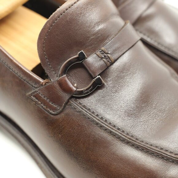 $1,390 Salvatore Ferragamo Tramezza Leather Shoes SZ 11D Brown - Picture 4 of 6